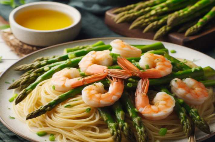 Asparagus Shrimp with Angel Hair