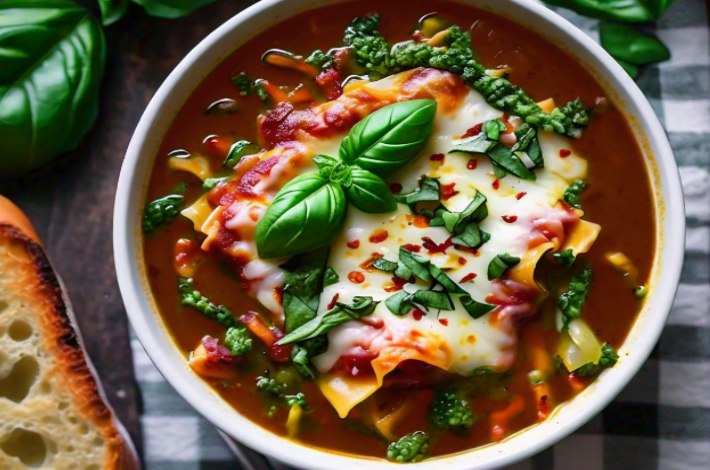 Veggie-Pesto Lasagna Soup